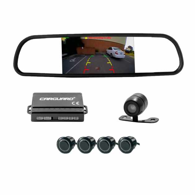 Set senzori de parcare cu camera video și ecran în oglinda retrovizoare - Carguard