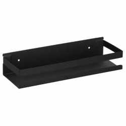 Raft de baie cu 2 sisteme instalare pe perete, aluminiu, 30x10x6cm, negru