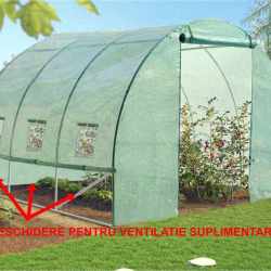 Sera de gradina, tip tunel cu cadru metalic, 300x200cm, verde, 6mp (ventilatie suplimentara)