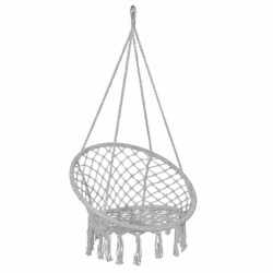 Scaun rotund Sersimo tip leagan suspendat cu perna Super Confort Plus, casa sau gradina, gri