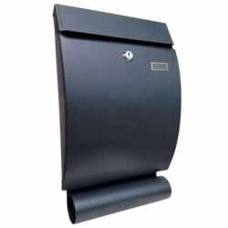 Cutie postala de exterior, pentru gard sau perete, din otel zincat, cu incuietoare, 41x8x25cm, gri inchis