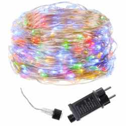 Instalatie lumina decorativa cu 300 LED-uri, 30m, pentru interior/exterior, iluminare multicolor