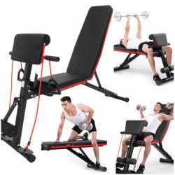 Banca multifunctionala antrenament fitness, spatar reglabil 7 trepte, sarcina maxima 150 kg