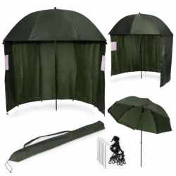 Umbrela pescuit 200x220 cm, inchidere completa cu perete detasabil, reglabil, otel si Oxford impermeabil, verde