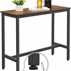 VASAGLE Masa de bar inalta, cadru metalic, design industrial, 100x40x90cm, maro rustic