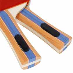 Set 2 palete de ping pong, cu 3 mingi, 25x15cm, negru cu rosu