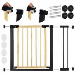 Poarta de siguranta Safety Gate pentru scari, ajustabila, din lemn cu structura otel, 89-96cm, negru maro
