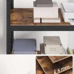 SONGMICS Raft de depozitare metalic, cu polite din PAL, 5 polite, max. 600 kg, 200x100x50cm, maro si negru