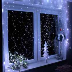 Ghirlanda luminoasa tip perdea 400 LED-uri, 3m, pentru interior/exterior, iluminare alba