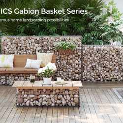 SONGMICS Cos de gabioane pentru pietre, otel galvanizat, 100x50x30cm, argintiu
