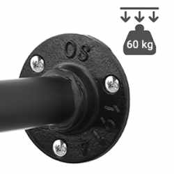 SONGMICS Set 2 sine metalice de agatat haine, montare pe perete, aspect industrial, 112x30x30cm, negru