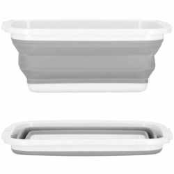 Lighean pliabil, dreptunghiular, din plastic si silicon, 40x29x15cm, 8.5litri, gri