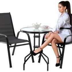 Set mobilier gradina Sersimo Torino, 2 scaune, 1 masa, gri antracit