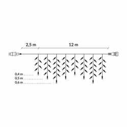 Ghirlanda luminoasa tip perdea 300 LED-uri, 12m, pentru interior/exterior, iluminare alba