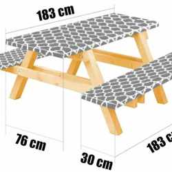 Husa pentru set mobilier gradina, 1 masa si 2 banci, impermeabila, 76x183cm, gri