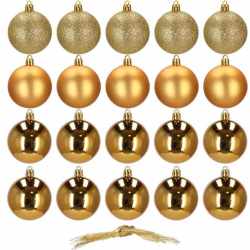 Set globuri de Craciun, 20 bucati, 3 modele, 4 cm, auriu