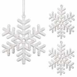 Decoratiune brad fulg de zapada, set 3 bucati, 8cm, alb