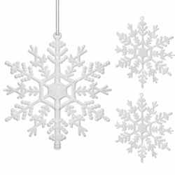 Decoratiune brad fulg de zapada, set 3 bucati, 12cm, alb