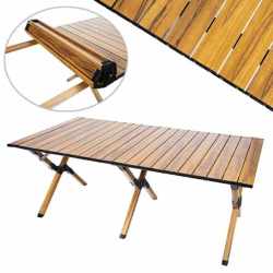 Masa pentru camping cu sistem de pliere rapida, cadru ultra usor din aluminiu, 118x60x45cm, maro