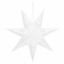 Stea decorativa 3D din hartie ajurata, 50cm, alba