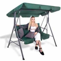 Leagan Balansoar Sersimo Luna cu Pernite pentru Terasa sau Gradina, 3 locuri, 220kg, verde