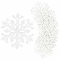 Decoratiune brad fulg de zapada, set 8 bucati, 8cm, alb