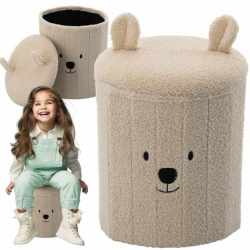 Taburet pentru copii, pliabil cu spatiu depozitare, 80kg, 28×34 cm, bej