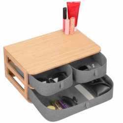 Cutie organizare din bambus, cu 3 sertare detasabile, 16x36x23cm, maro