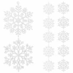 Decoratiune brad fulg de zapada, set 12 bucati, 9-10cm, alb