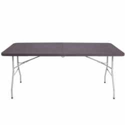 Masa dreptunghiulara pliabila multifunctionala, 1.8 m x 0.75 m x 0.75 m, imitatie ratan, maro