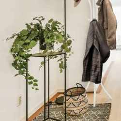 Cuier hol metalic 170 cm, design minimalist, alb