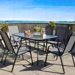 Set 2 scaune de gradina cu cadru metalic, stivuibile, 55x72x96cm, maro
