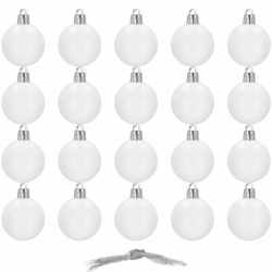 Set globuri de Craciun, 20 bucati, 3 modele, 4 cm, alb