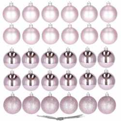 Set globuri de Craciun, 30 bucati, 3 modele, 3 cm, roz