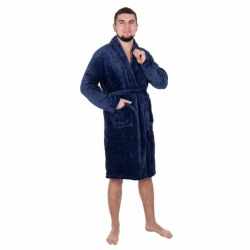 Halat de baie pentru barbati pana la genunchi, marimea L/XL, albastru marin