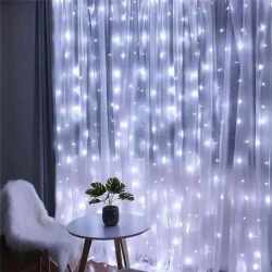 Ghirlanda luminoasa tip perdea 200 LED-uri, 2x2m, pentru interior, alimentare USB, alb