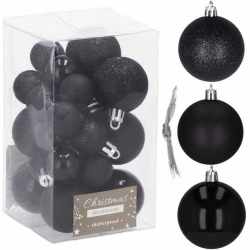 Set globuri de Craciun, 25 bucati, 3 modele, 2,5 cm si 4 cm, negru