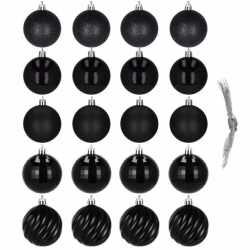 Set globuri de Craciun, 20 bucati, 5 modele, 6 cm, negru