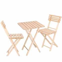 Set masa patrata plianta, cu 2 scaune pliante, gradina sau balcon Solas