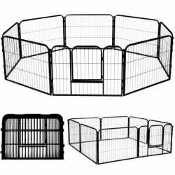 Tarc pentru animale de companie, din fier, forma configurabila, cu usa de acces, 5XL, 160x160x60cm, negru