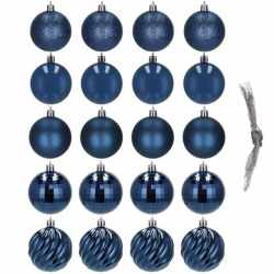 Set globuri de Craciun, 20 bucati, 5 modele, 6cm, albastru inchis