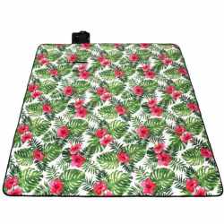Patura pentru picnic sau plaja, cu folie izolatoare si maner, 200x300cm, floral