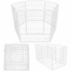 Tarc pentru animale de companie, din fier, forma configurabila, cu usa de acces, 4XL, 184x100x93cm, alb