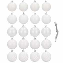 Set globuri de Craciun, 20 bucati, 5 modele, 6cm, alb