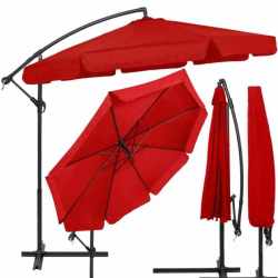 Umbrela de gradina cu brat lateral banana, cu husa, 300cm, rosu