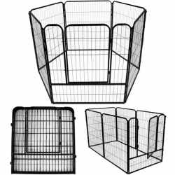 Tarc pentru animale de companie, din fier, forma configurabila, cu usa de acces, 4XL, 184x100x93cm, negru