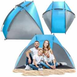 Cort plaja si picnic deschis Sersimo, protectie UV, 220x115x120cm, albastru gri