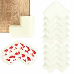 Set 10 protectii colturi pentru siguranta copii, 60x35mm, spuma EPE, crem