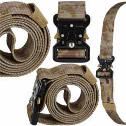 Curea centura Tactical Combat pentru barbati 3.7x125cm, rezistent, verde deschis camuflaj