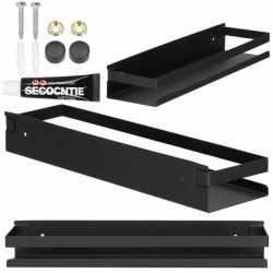 Raft de baie cu 2 sisteme instalare pe perete, aluminiu, 40x10x6cm, negru